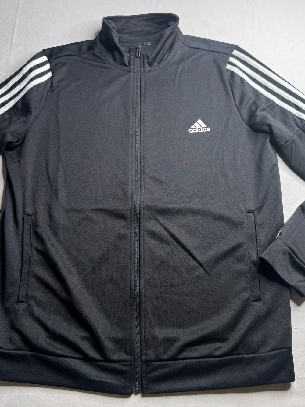 adidas Black Lightweight Track Jacket with White Stripes